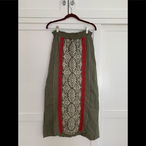 Johnny Was Linen Embroidered Maxi Skirt